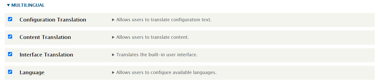  enabling all the four multilingual modules