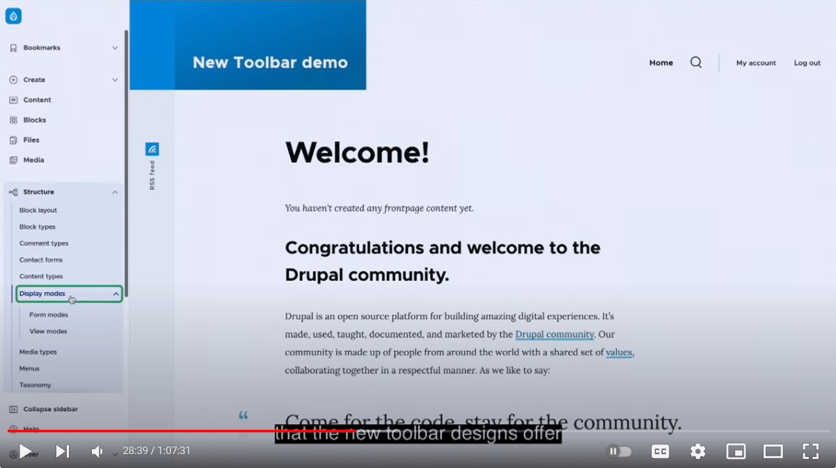 New Drupal’s admin navigation toolbar demoed at DrupalCon.