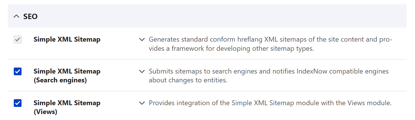 simple xml sitemap module submodules