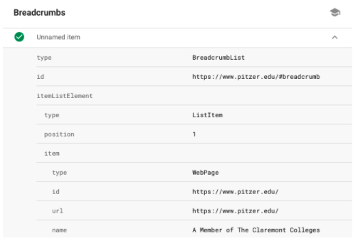 HTML of structured data 