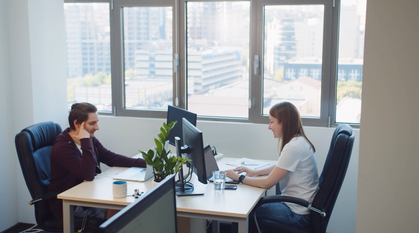 Alla and Yaroslav working together