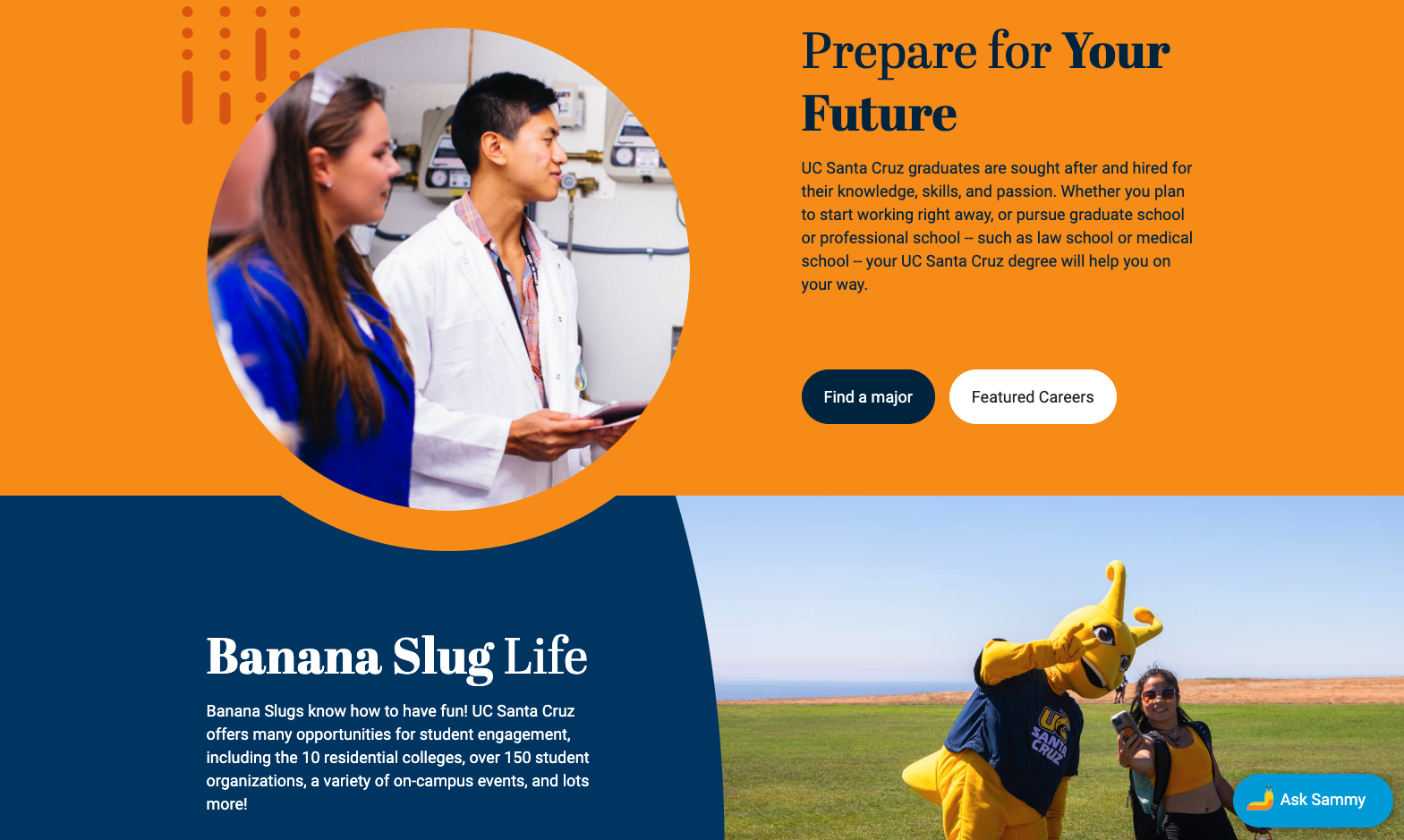 The UC Santa Cruz website home page on desktop.