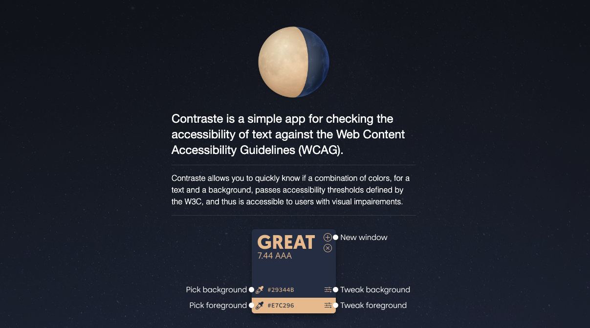 Contraste is an accessibility checker that can help you determine whether your mockups are meeting the latest Web Content Accessibility Guidelines (WCAG) requirements.