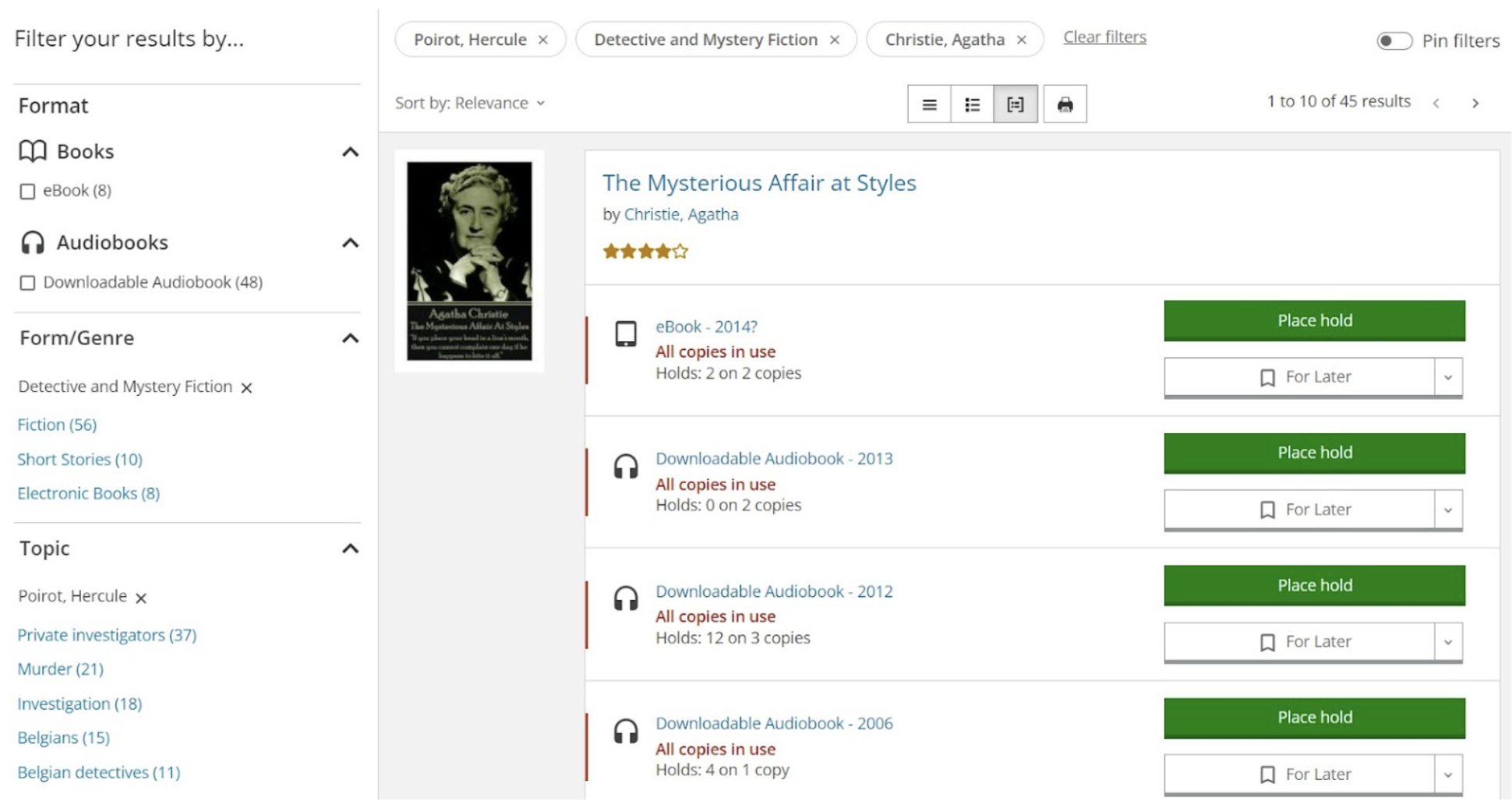 Results filtered by author, genre, and topic on Vancouver Public Library’s Drupal website.