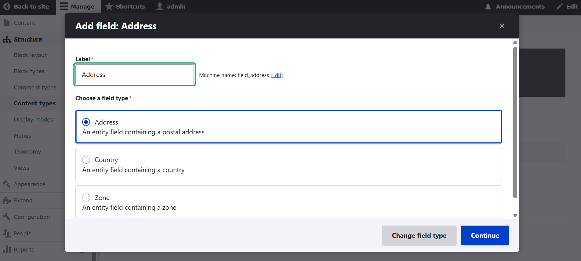 Adding an address field in Drupal