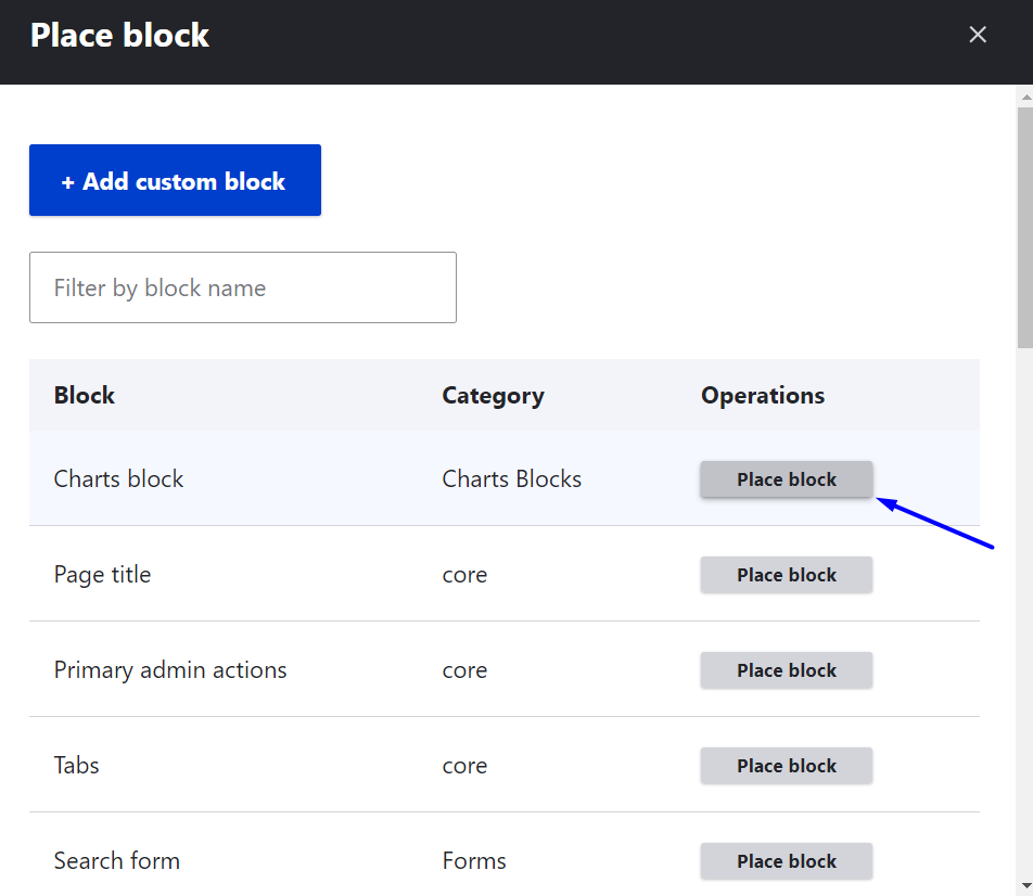 Adding a block to the Block Layout.