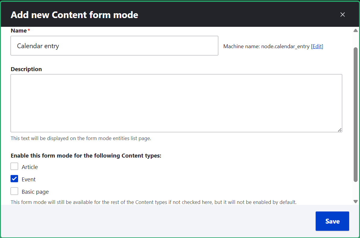 Adding a custom form mode in Drupal