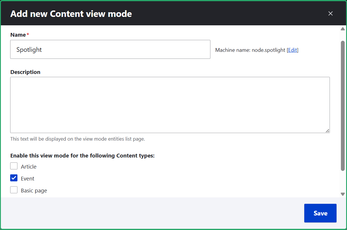 Adding a custom view mode in Drupal