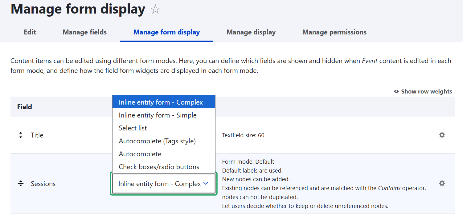 Adding the Inline Entity Form field widget