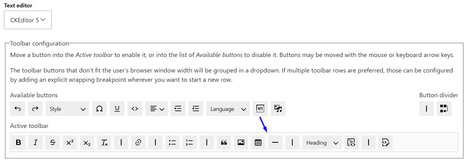 Adding the “Show blocks” button to the CKEditor toolbar.