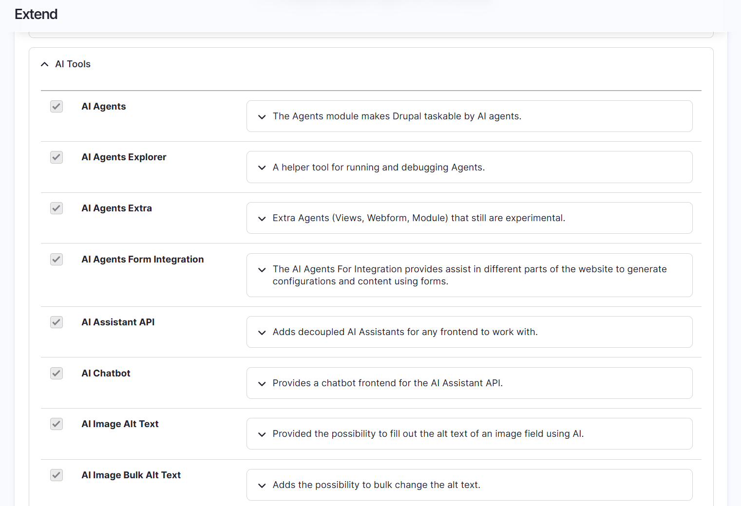 AI modules in Drupal CMS