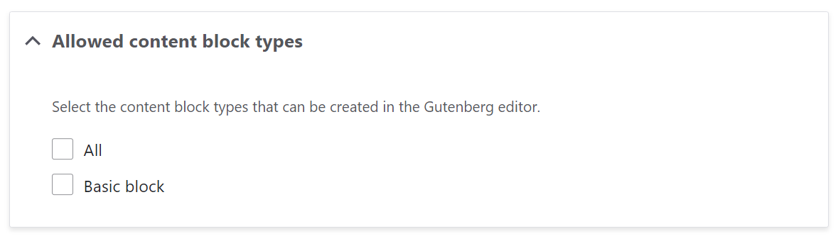 Allowed Drupal content block types in Gutenberg Editor.