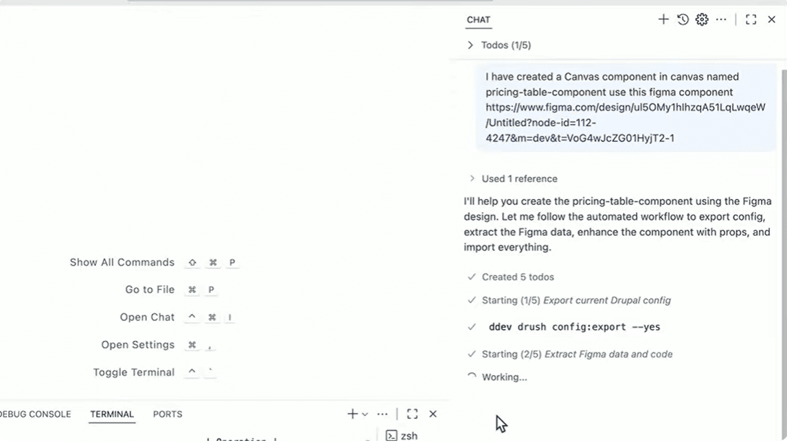 Autogenerating a Figma design in Drupal Canvas using the Figma MCP server and assistance from Copilot