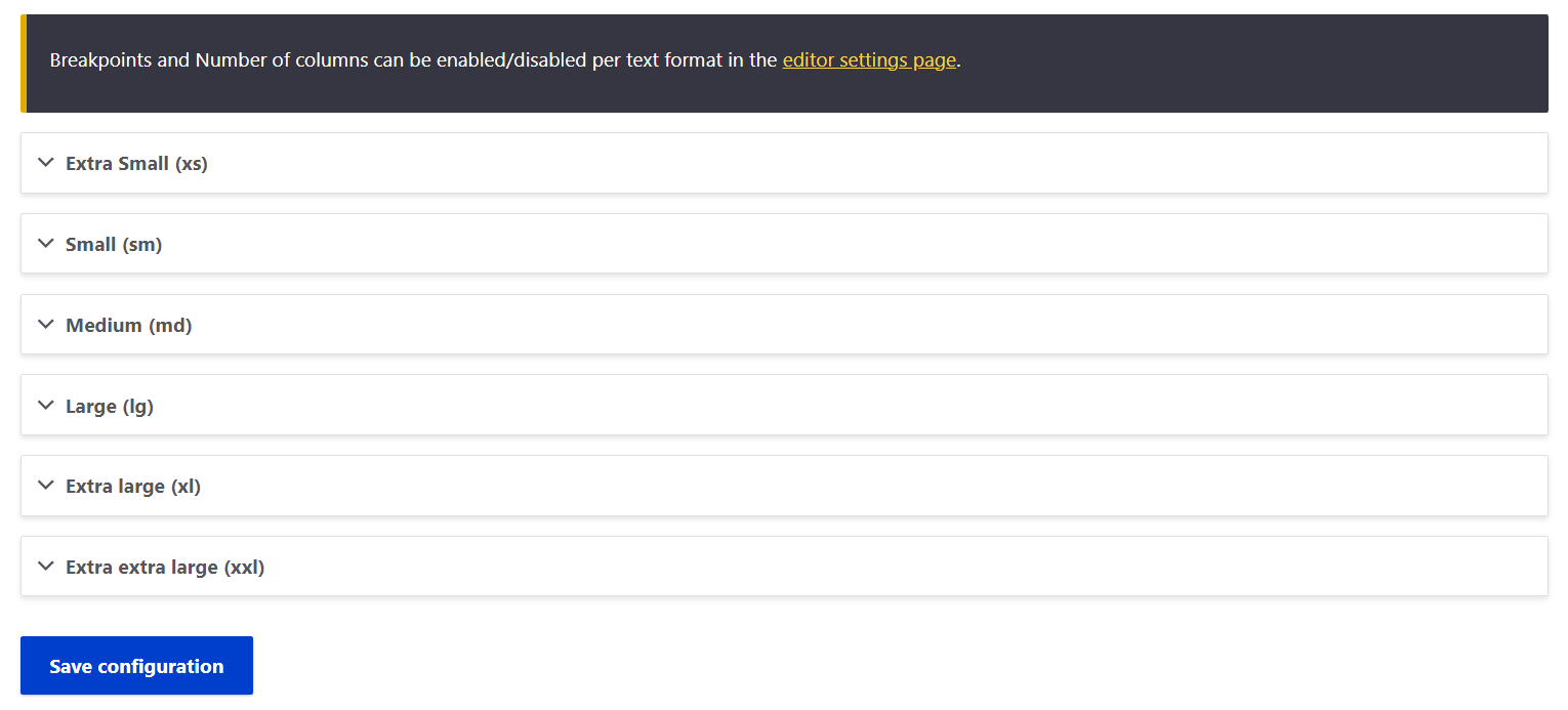 BootstrapGrid layout settings based on breakpoints.