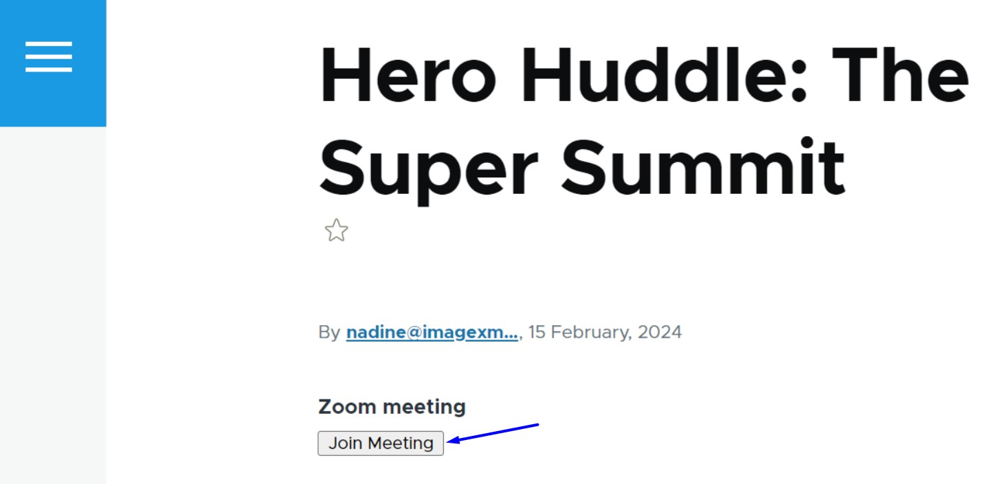 Clicking the “Join Meeting” button on a Drupal page.