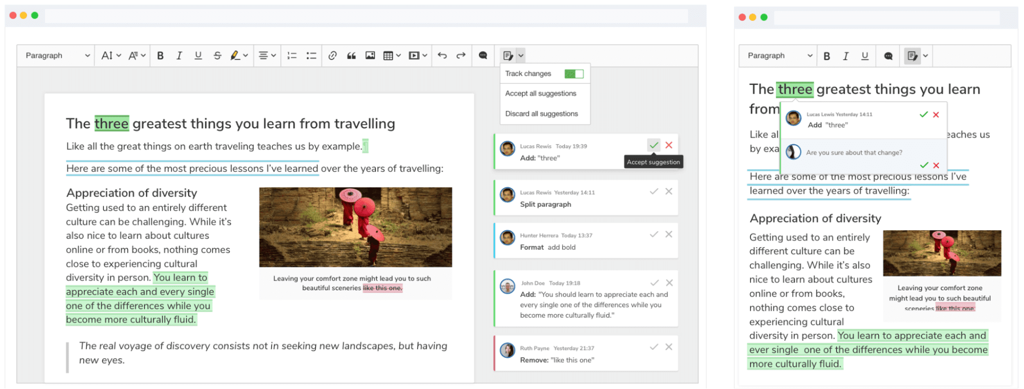 Collaboration in CKEditor 5: Track Changes.