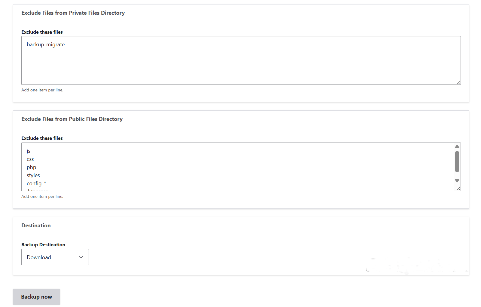 Configuring an advanced backup with the Backup and Migrate module in Drupal, part 3