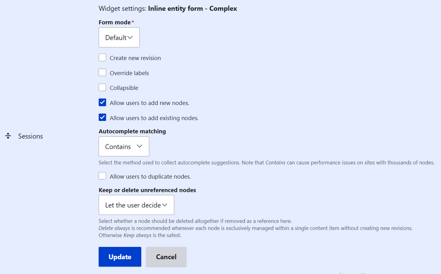 Configuring the Inline Entity Form field widget in Drupal