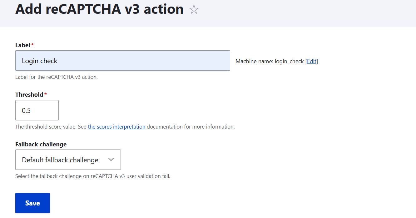 Configuring a v3 action in a Drupal form