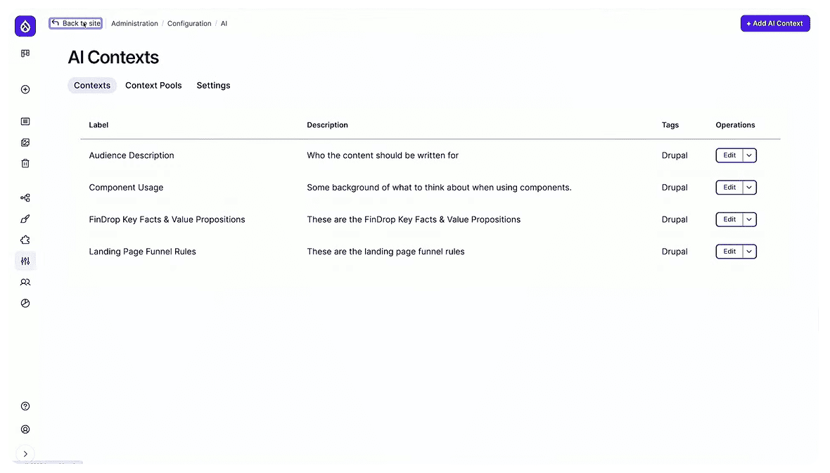 Context Control Center in Drupal CMS’s AI