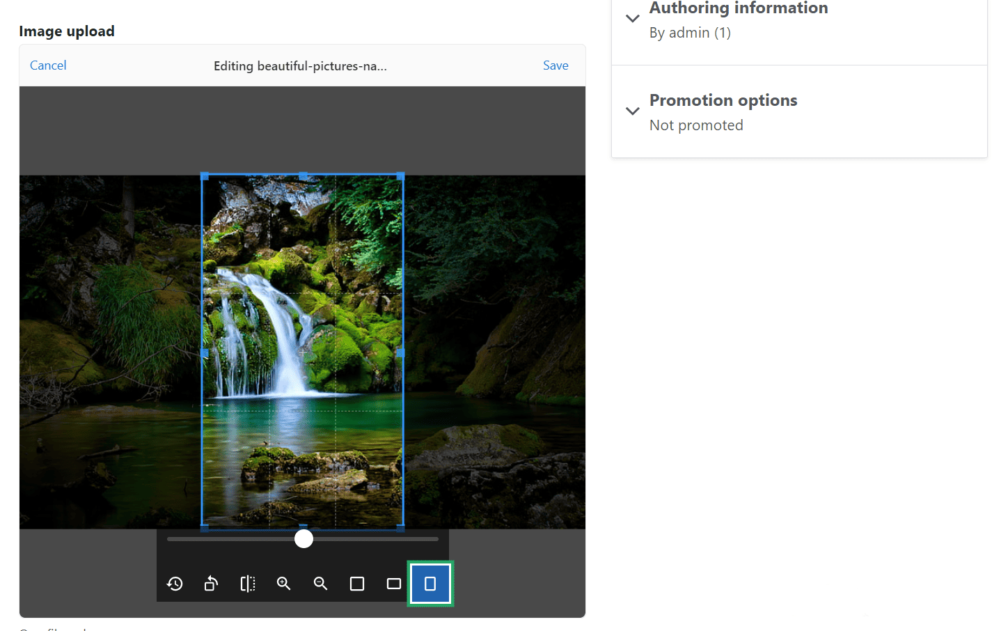 Cropping an image vertically in Uppy’s Image Editor in Drupal