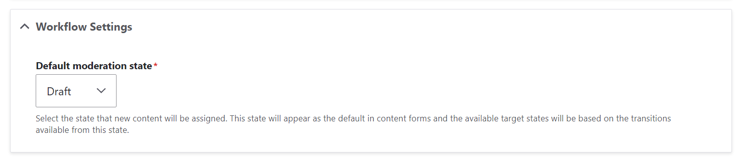 Default moderation state in a workflow