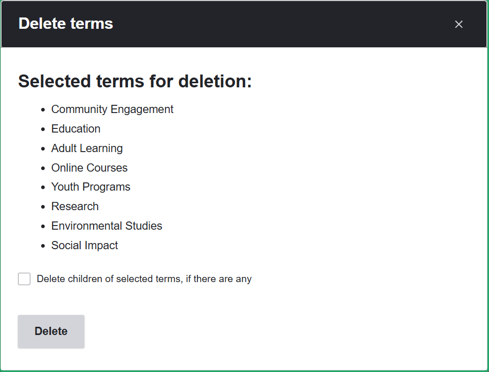 Deleting terms in bulk via the Taxonomy Manager module in Drupal