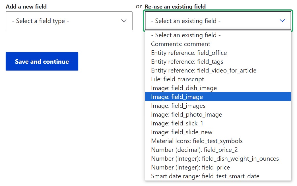 The dropdown for re-using an existing field in the old UI.