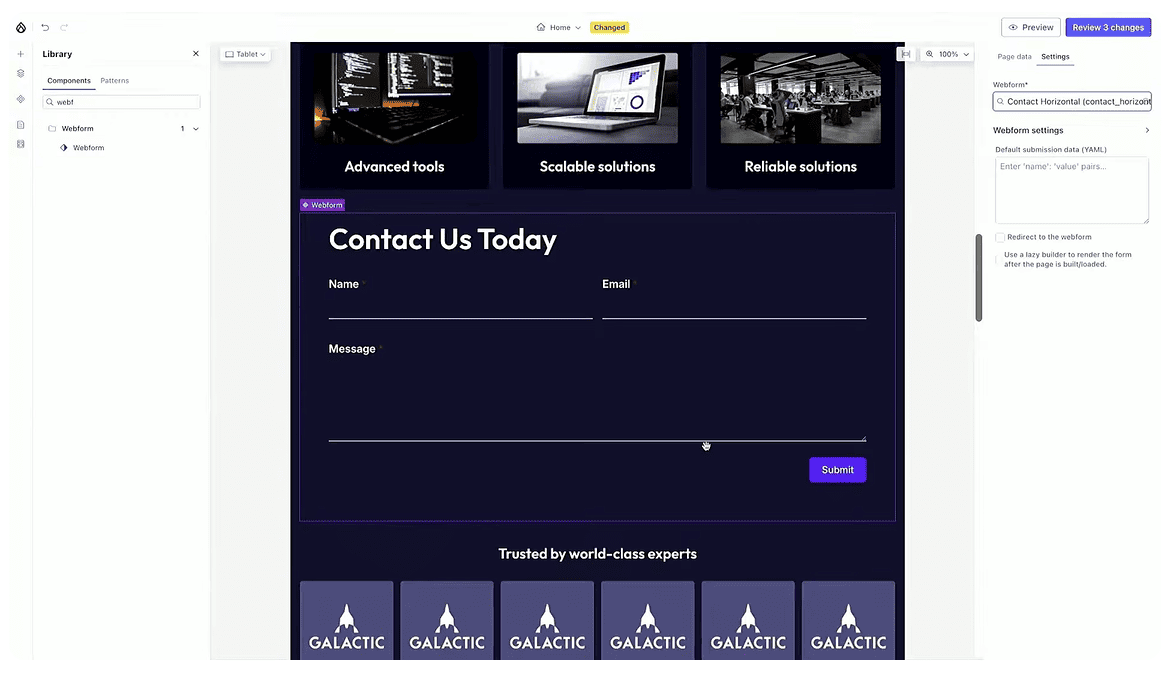 Drupal Canvas integration with the Webform module