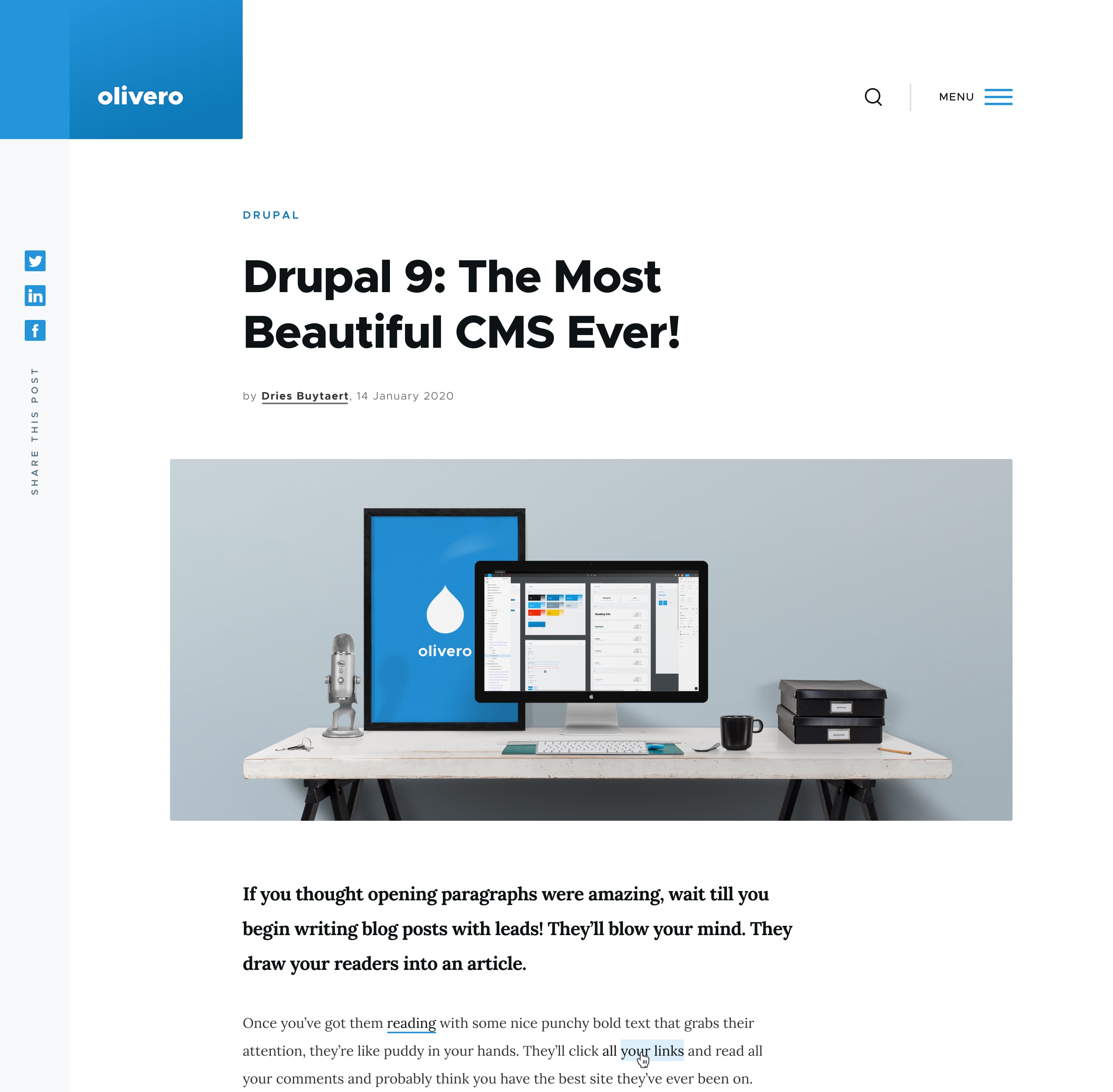 Drupal front end theme olivero