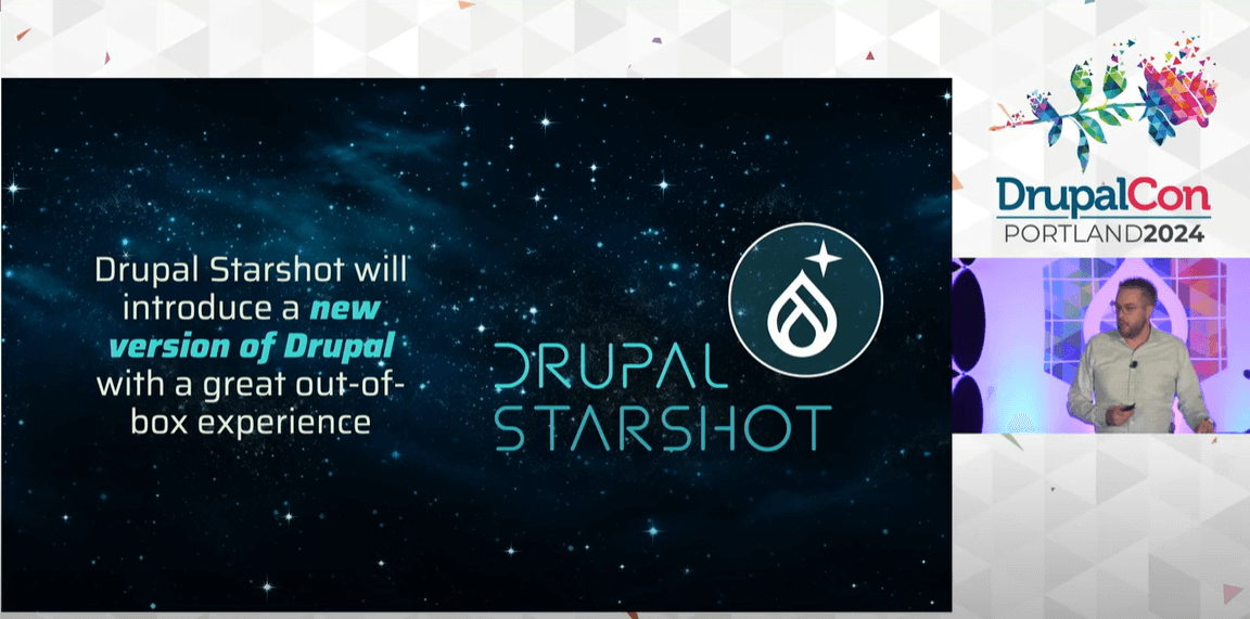Drupal Starshot introduced at DrupalCon Portland 2024’s Driesnote.