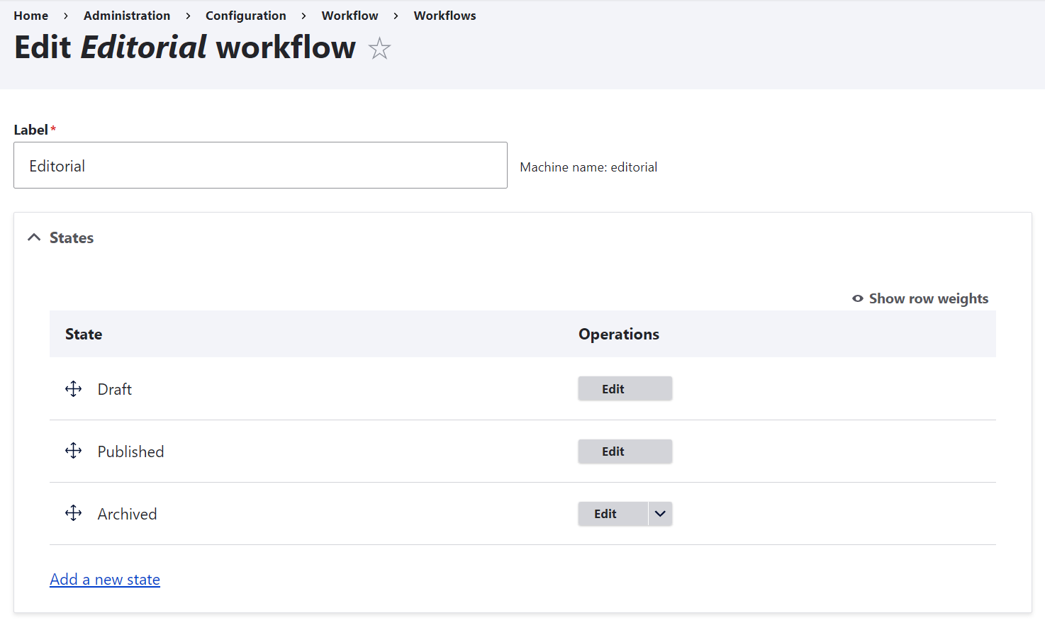 Drupal workflow states