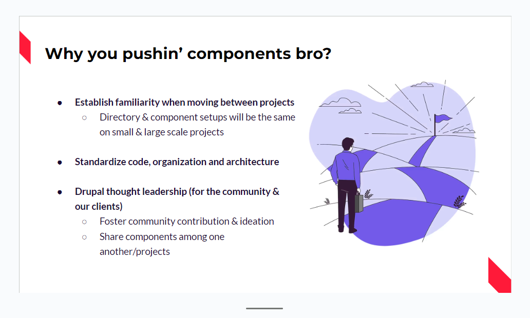 A slide from our internal workshop about the ease of use of SDC across projects + some other benefits.