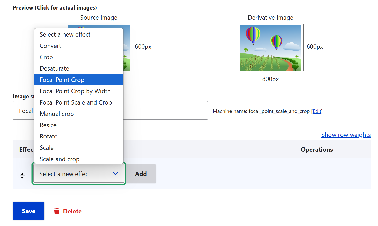 The effects provided by the Focal Point module