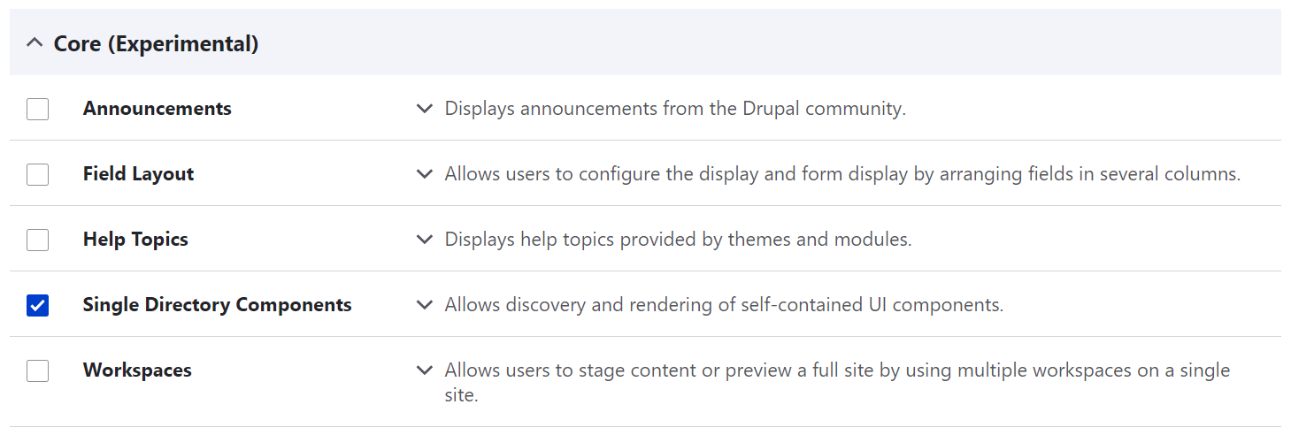 Enabling the Single Directory Components module on the Extend tab.