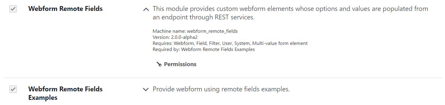 Enabling the Webform Remote Fields module and the Webform Remote Fields Examples submodule.
