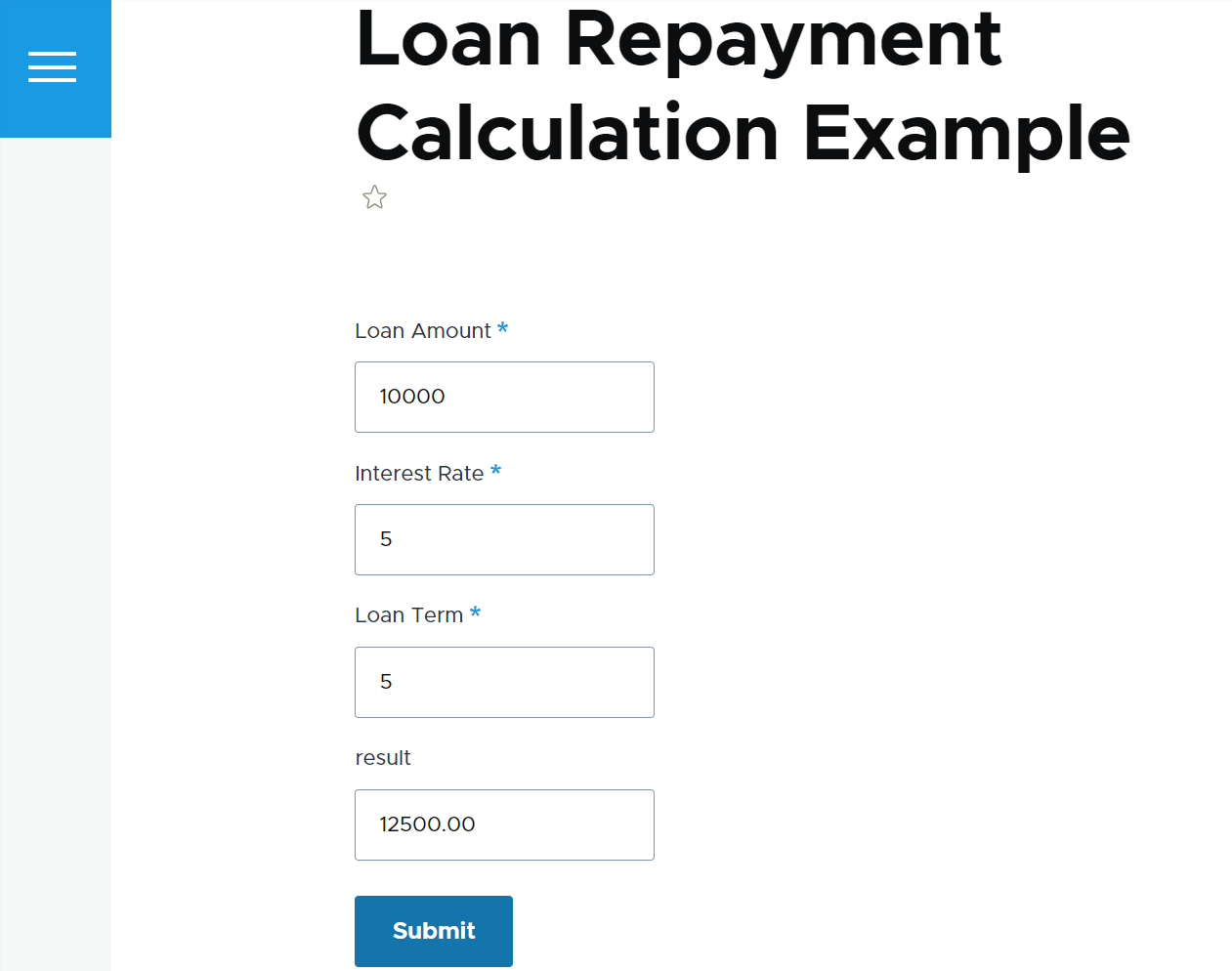 An example of a loan repayment calculator.