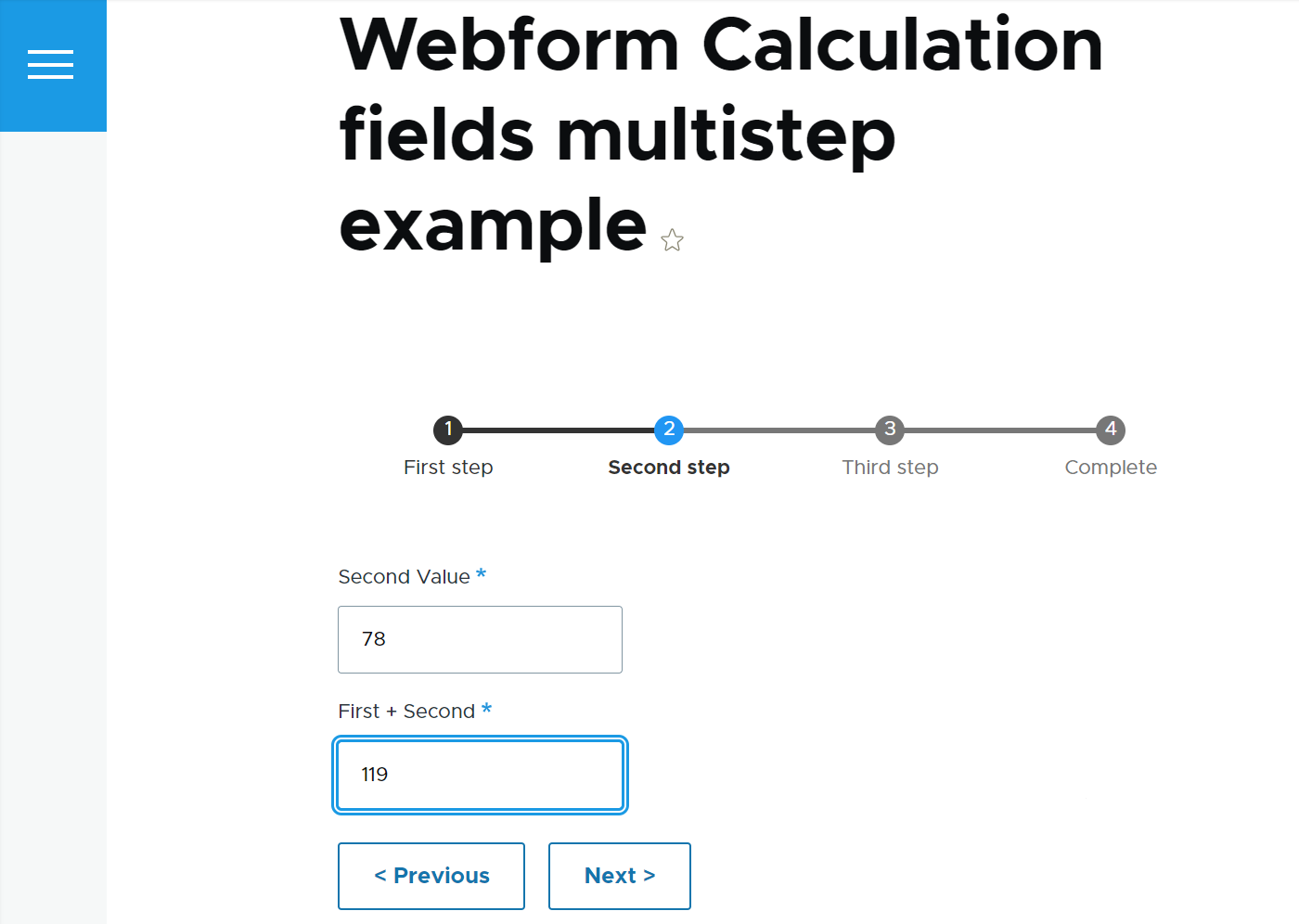 An example of a multistep webform with complex calculations.