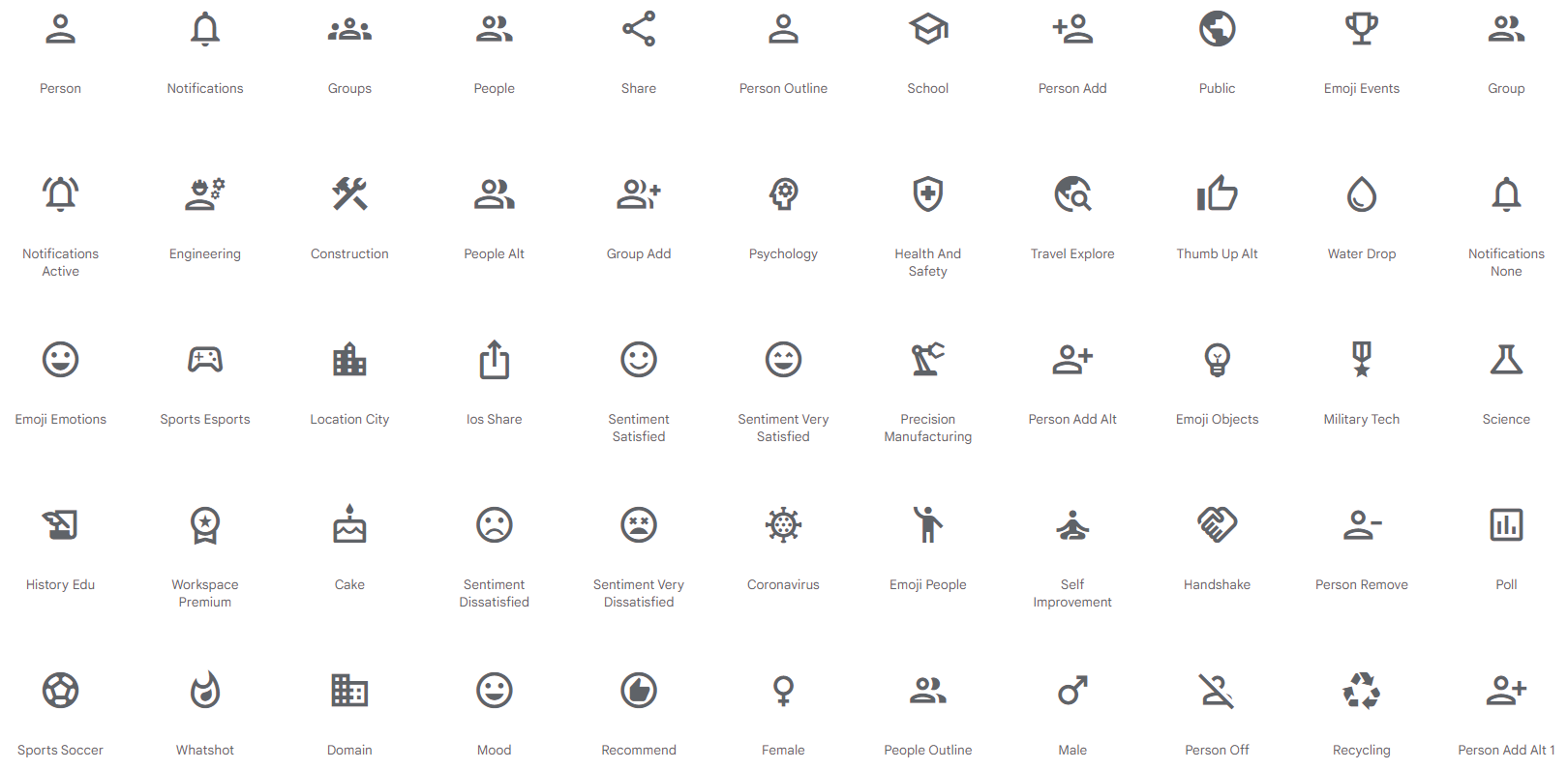 Examples of Google’s Material Icons.