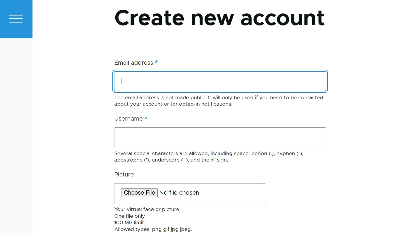 Focus styles for the account creation form in the Olivero theme.