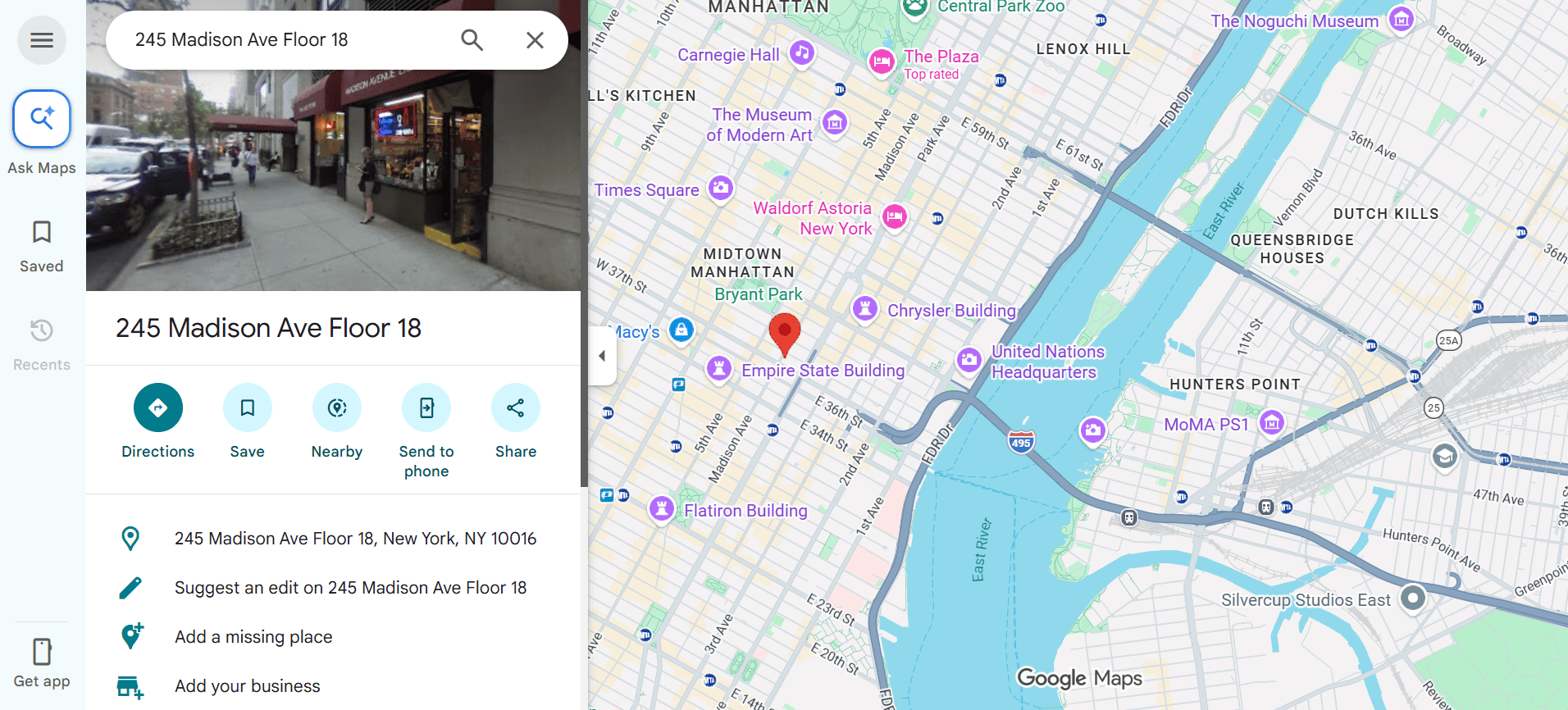 Checking the full version of the newly added Google map in Drupal