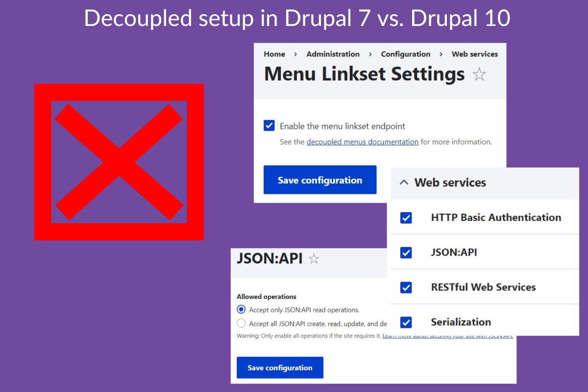 How decoupling options look in Drupal 7 and Drupal 10.