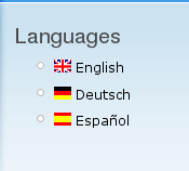 Icons in a language switcher via the Language Icons module in Drupal.