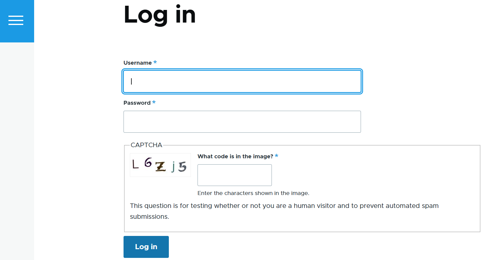 An image challenge in the login form