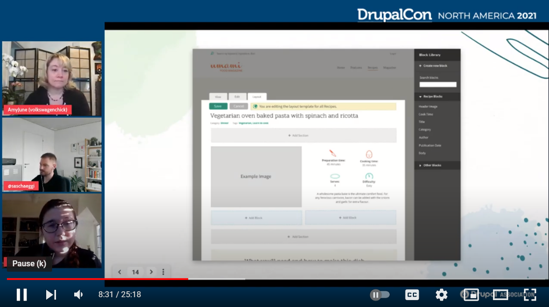 In this image: Layout Builder discussed at the Easy Out of the Box Initiative’s keynote