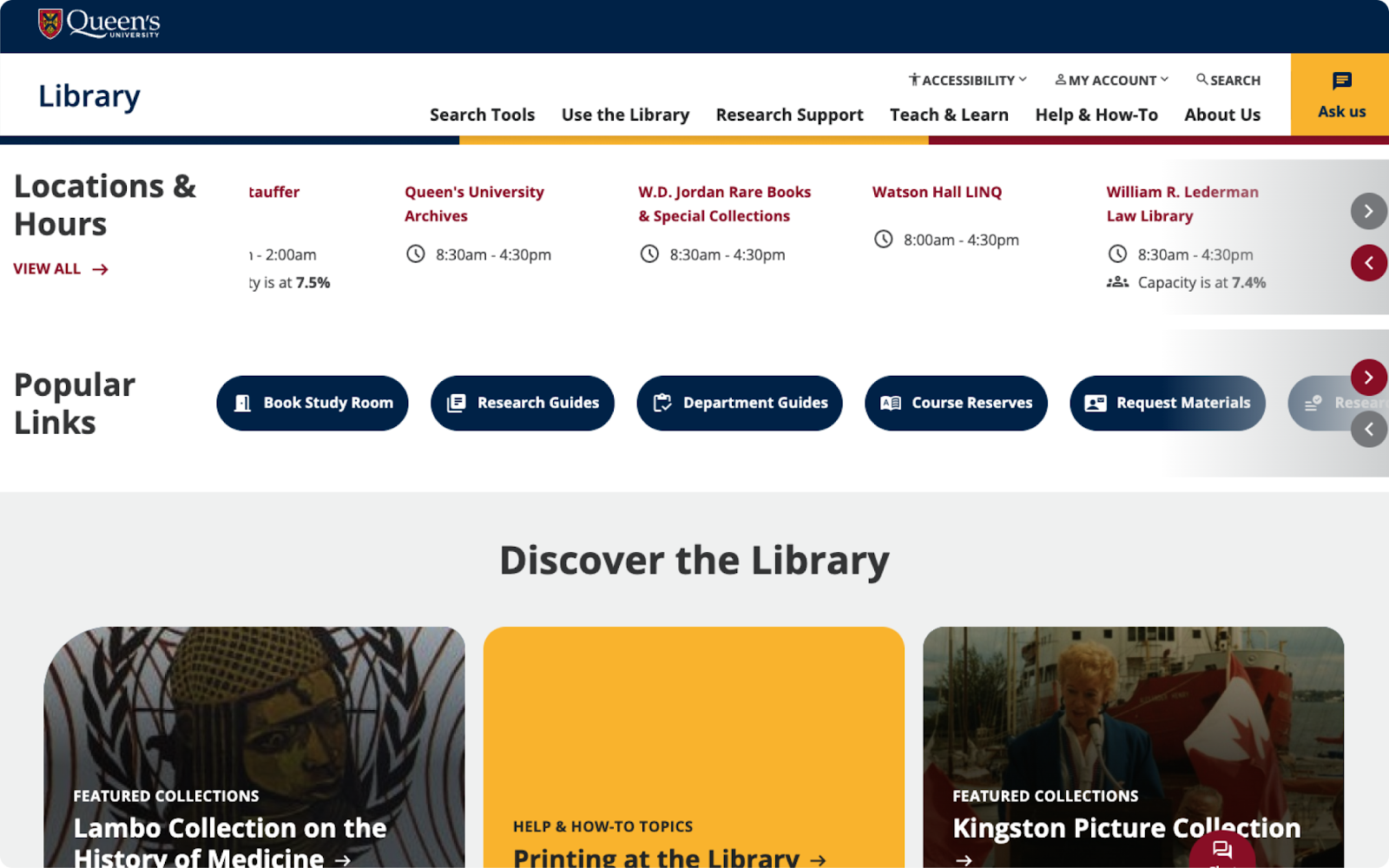 Queens U Library desktop