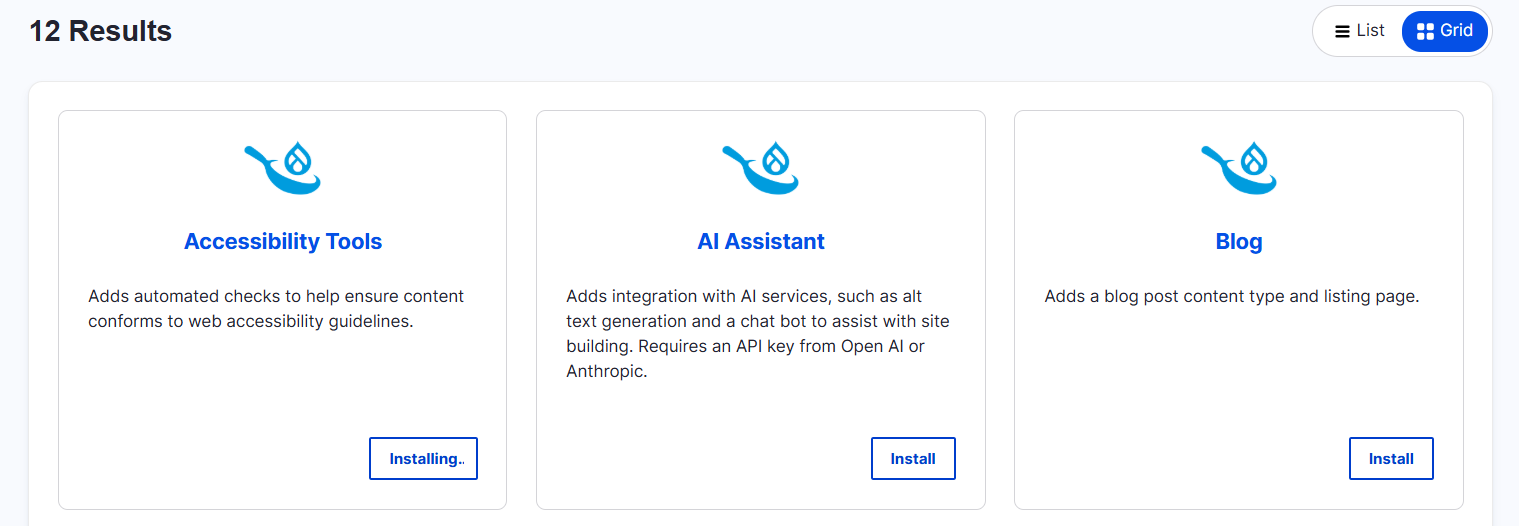 Installing the Accessibility Tools recipe in Drupal CMS