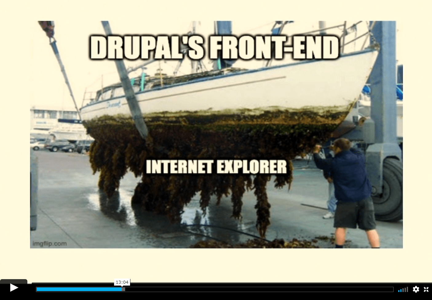Internet Explorer shown at DrupalCon Prague as a stumbling block for Drupal’s frontend development.
