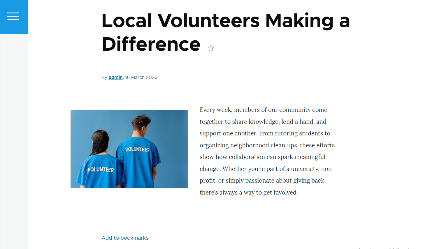 The link to bookmark a piece of content in Drupal