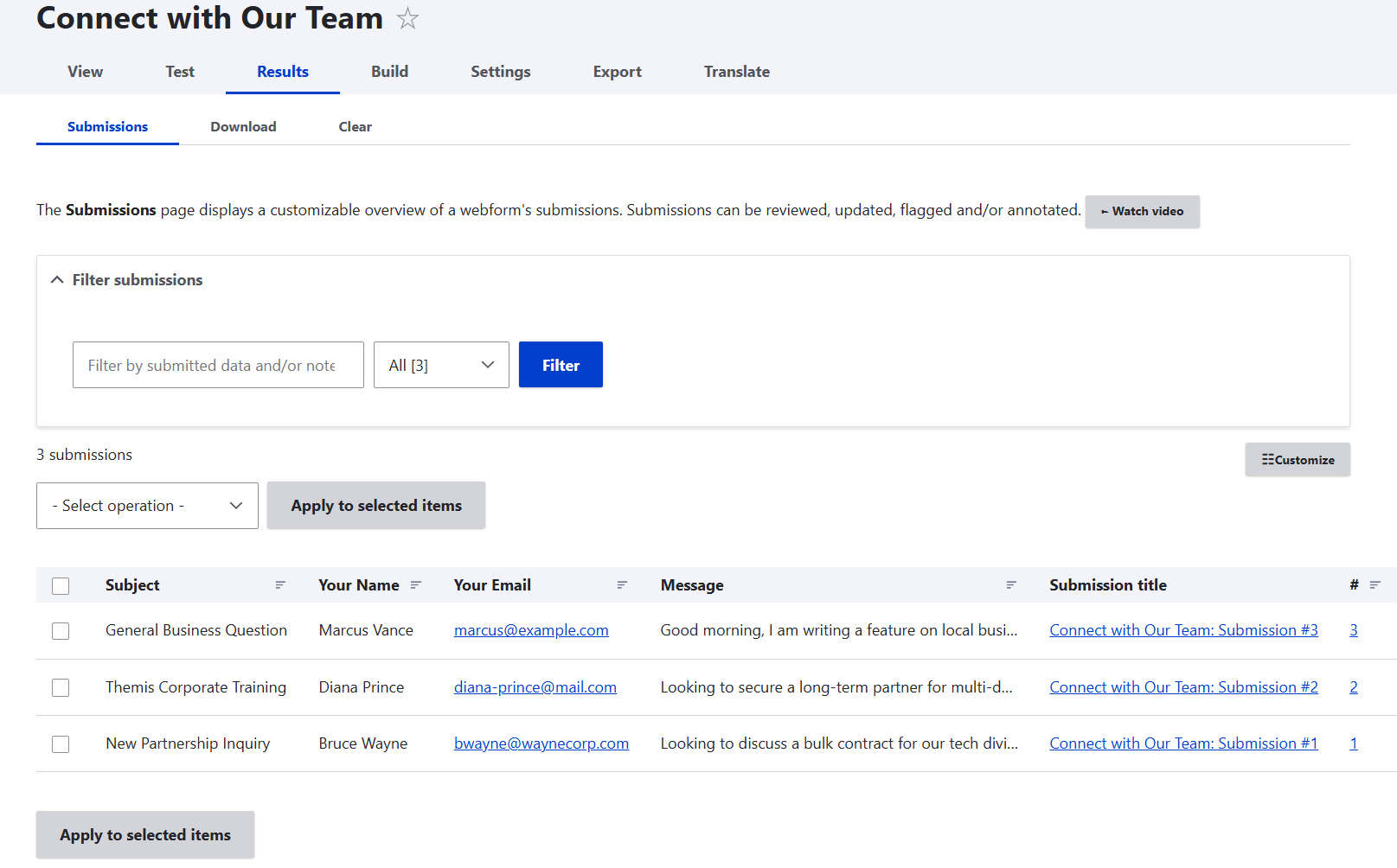 Managing the submission results in Drupal’s Webform